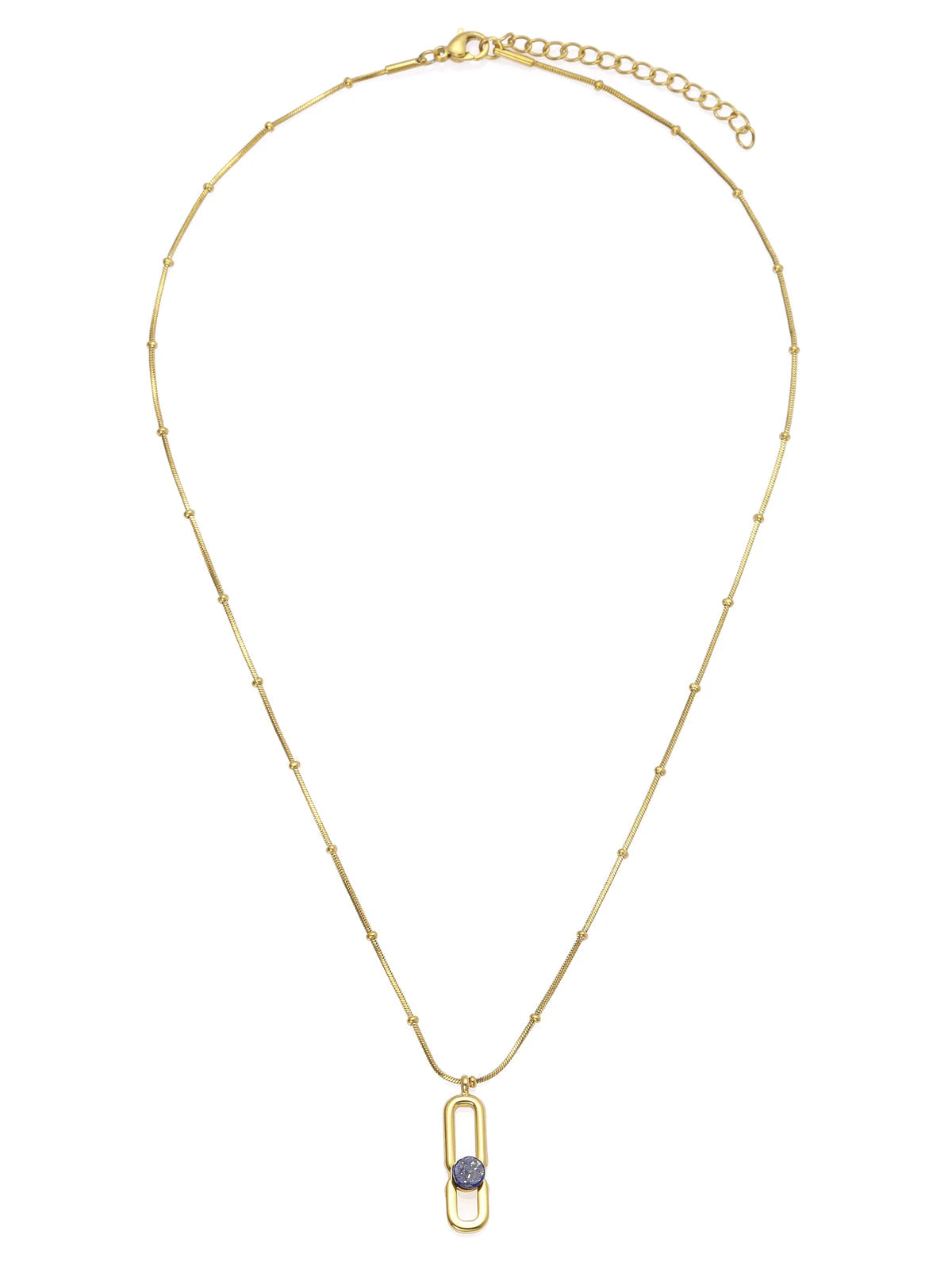 Silver Chain Necklace with Sculpted Paperclip Link Pendant - Modern Statement Chain
