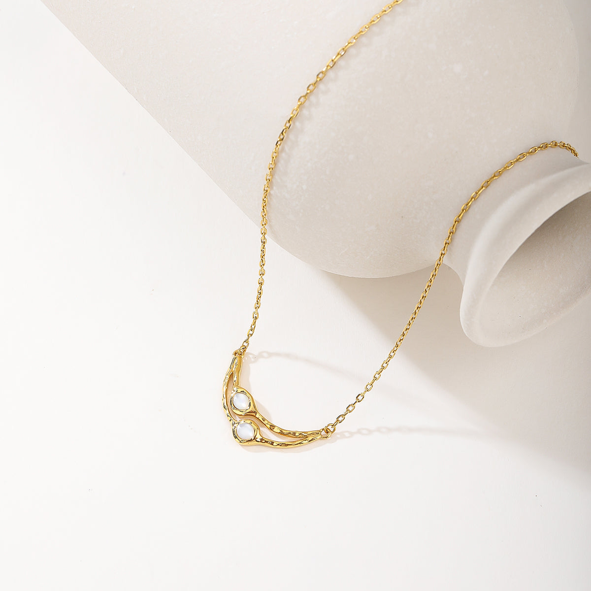 Gold White Stone Statement Ring Earring and Pendant Necklace Set - Sparkling Trio Jewelry