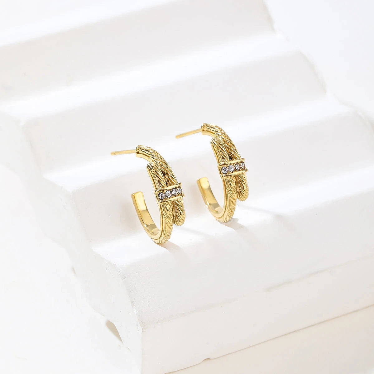 Gold and Silver Twisted Rope Cubic Zirconia Hinged Hoop Earrings - Two-Tone Mixed-Metal Hoops - Silver