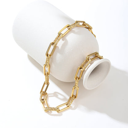Gold Chain Link Earrings Bracelet and Necklace Set - Sculpted Link Jewelry Trio