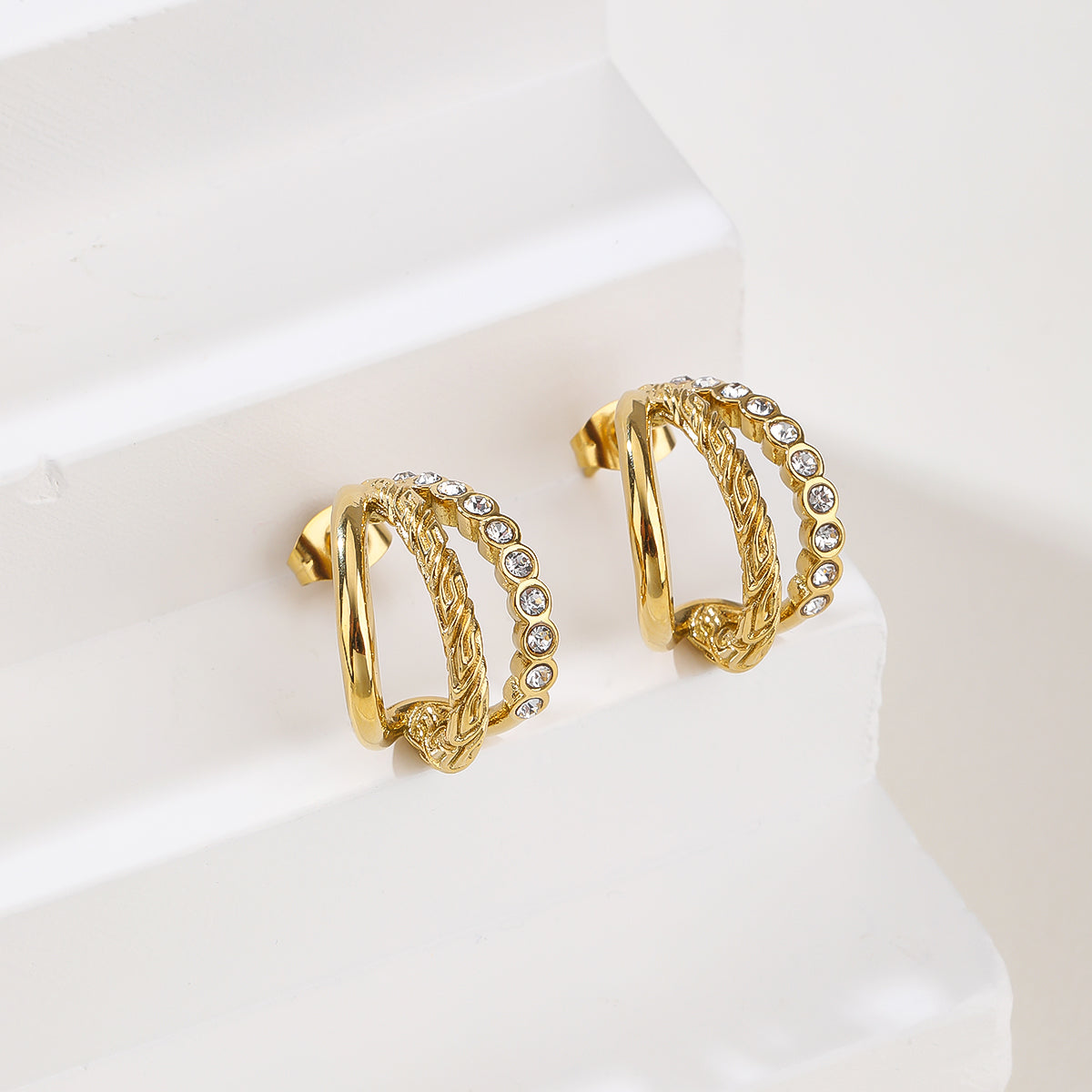 Silver Cubic Zirconia Pave Huggie Hoop Earrings - Sparkling Everyday Hoops