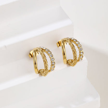 Silver Cubic Zirconia Pave Huggie Hoop Earrings - Sparkling Everyday Hoops