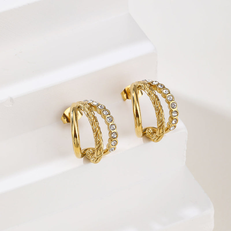 Silver Cubic Zirconia Pave Huggie Hoop Earrings - Sparkling Everyday Hoops