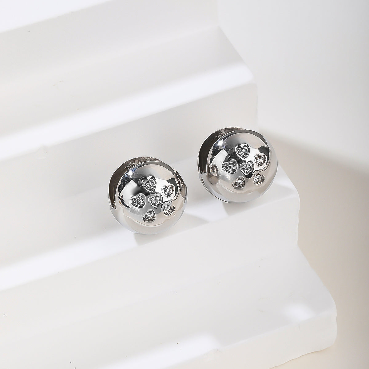 Silver Smooth Dome Stud Earrings - Minimalist Polished Half-Ball Everyday Studs