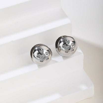 Silver Smooth Dome Stud Earrings - Minimalist Polished Half-Ball Everyday Studs