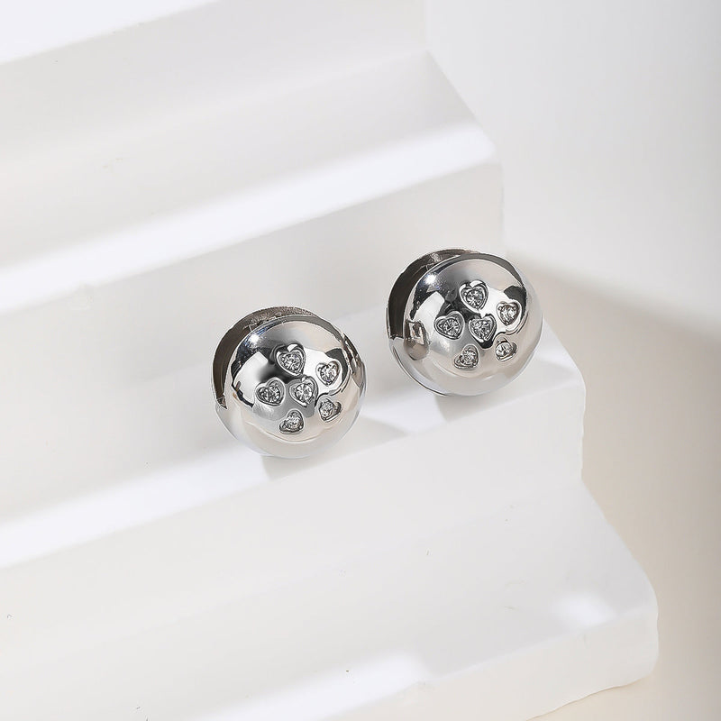 Silver Smooth Dome Stud Earrings - Minimalist Polished Half-Ball Everyday Studs