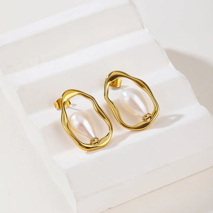 Gold Pearl Drop Earrings - Lustrous Bridal-Inspired Statement Dangles