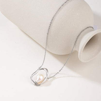 Silver Pearl Drop Earrings and Pendant Necklace Set - Elegant Bridal-Inspired Jewelry Duo