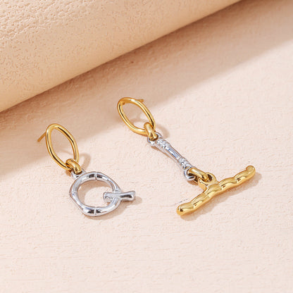 Two-Tone Gold and Silver Mismatched Chain Link Drop Earrings - Modern Mixed-Metal Dangles