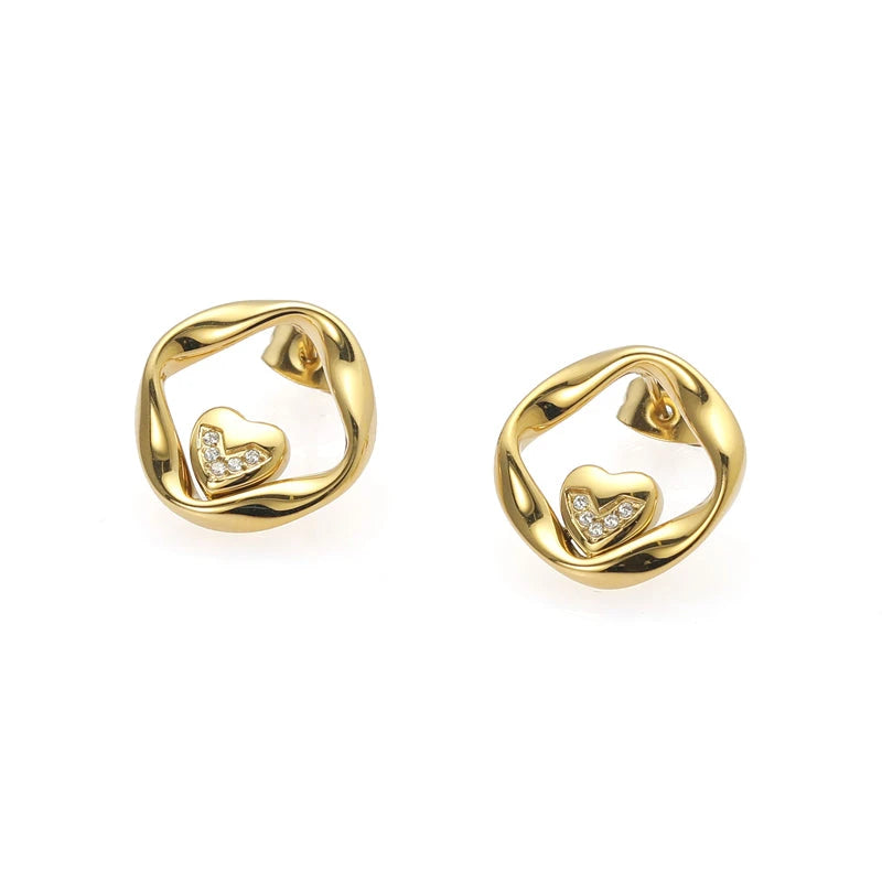 Geometric Knot Pave Drop Earrings - Crystal-Studded Modern Dangles
