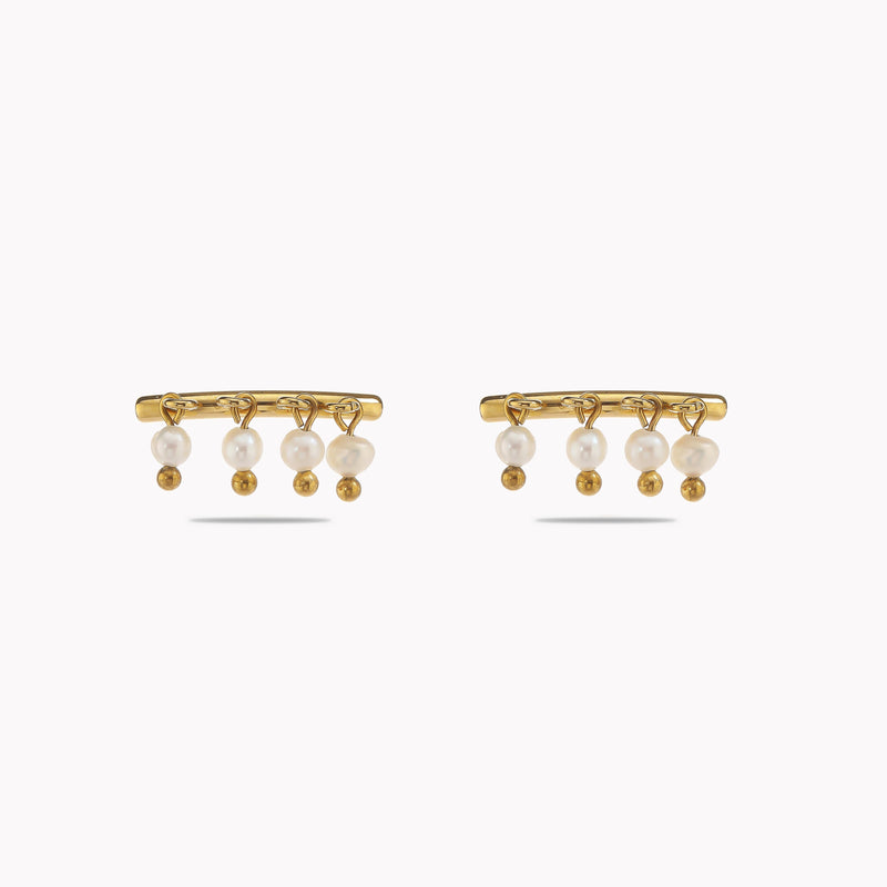 Two-Tone Mixed Metal Initial Drop Earrings - Asymmetrical T-Bar & Q-Circle Dangles