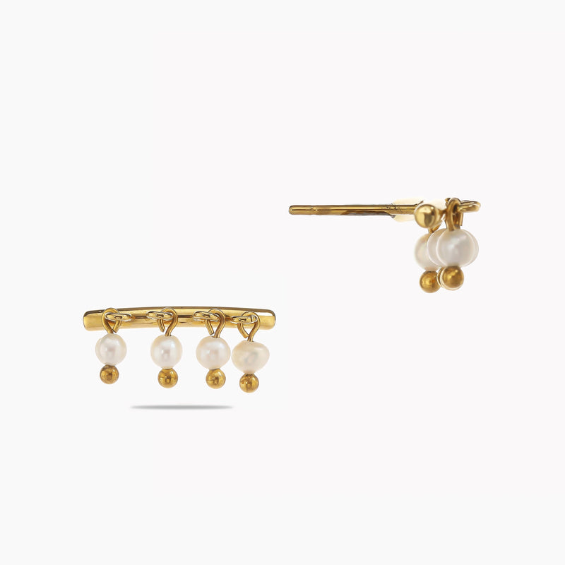 Two-Tone Mixed Metal Initial Drop Earrings - Asymmetrical T-Bar & Q-Circle Dangles