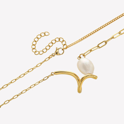Gold Chain Necklace with Pink Crystal Stations - Sparkling Bezel Gemstone Chain