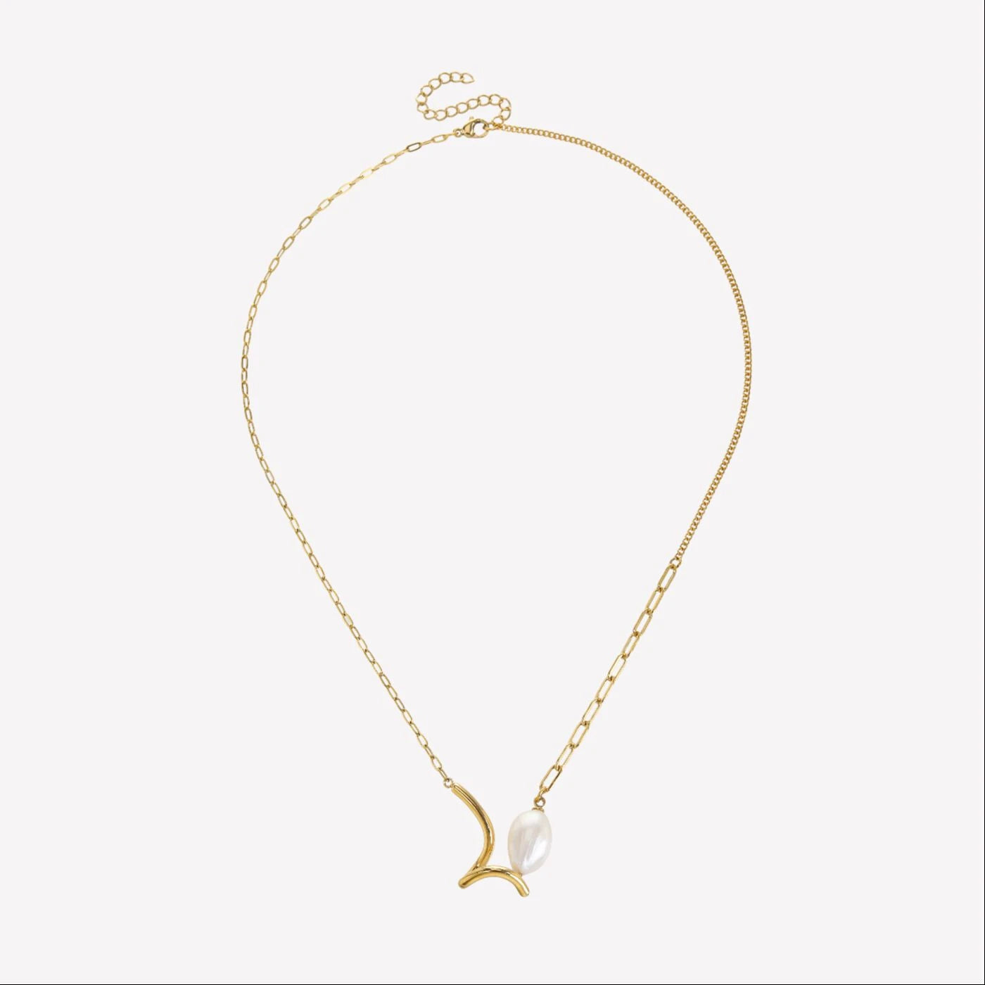 Gold Chain Necklace with Pink Crystal Stations - Sparkling Bezel Gemstone Chain