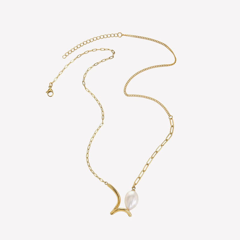 Gold Chain Necklace with Pink Crystal Stations - Sparkling Bezel Gemstone Chain