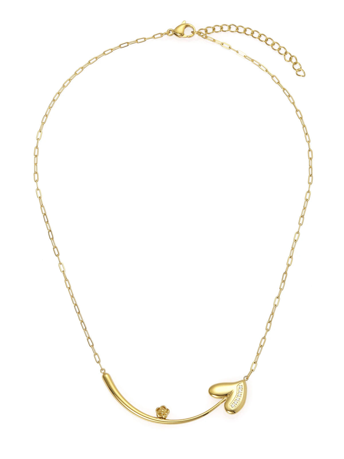 Silver Heart and Bar Pendant Necklace - Modern Minimalist Two-Stone Layering Chain