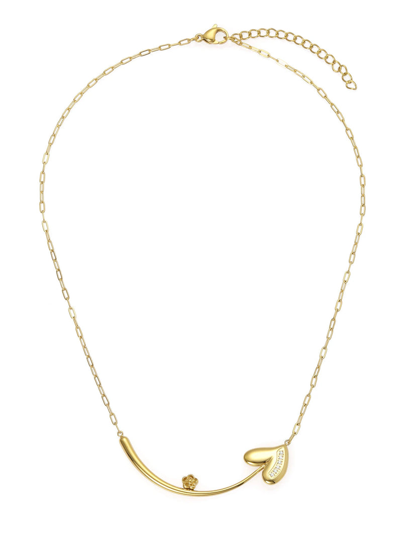 Silver Heart and Bar Pendant Necklace - Modern Minimalist Two-Stone Layering Chain