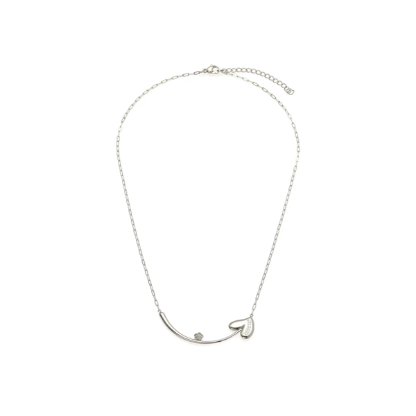 Silver Heart and Bar Pendant Necklace - Modern Minimalist Two-Stone Layering Chain