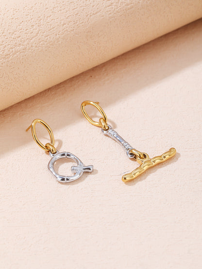 Two-Tone Gold and Silver Mismatched Chain Link Drop Earrings - Modern Mixed-Metal Dangles