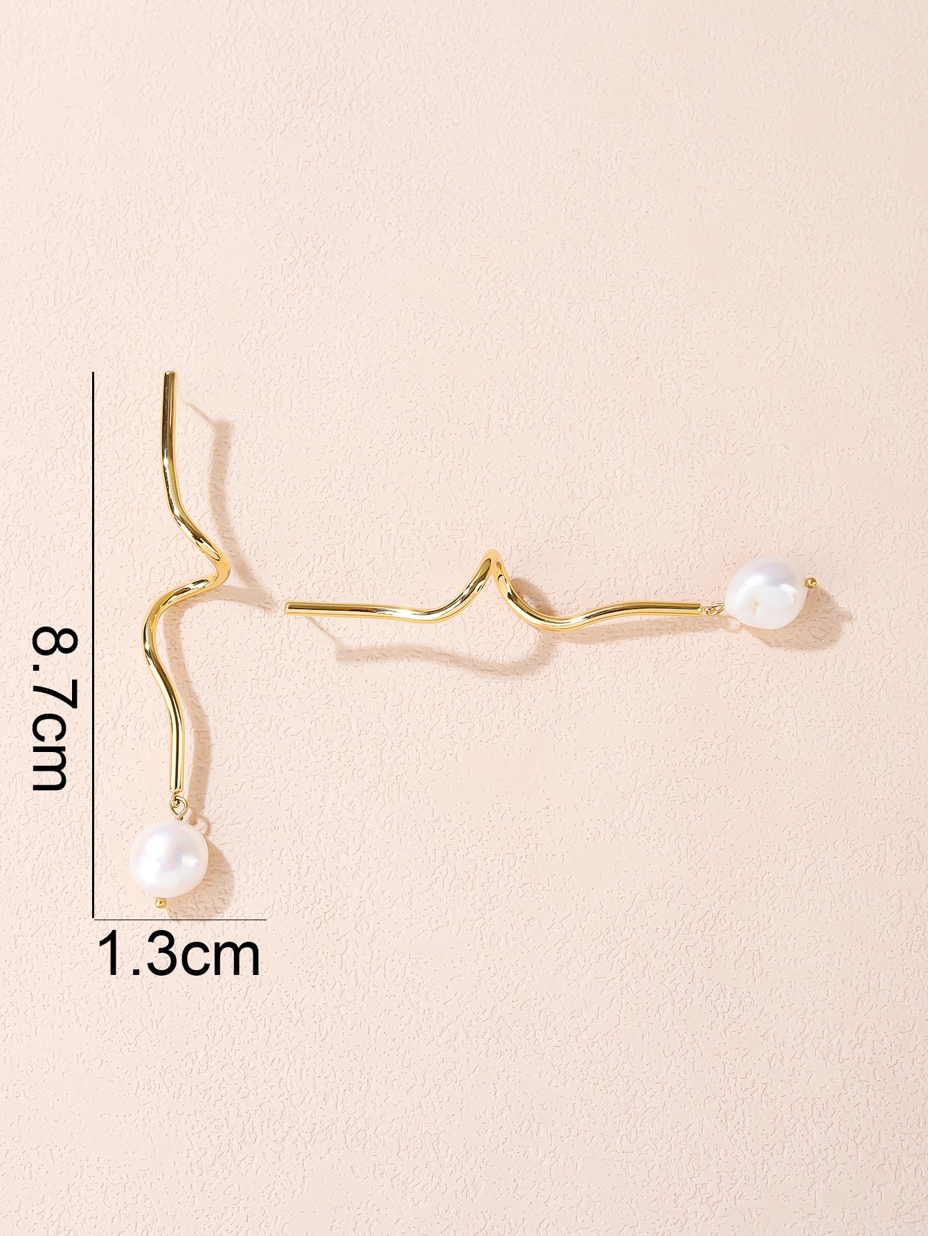 Gold Pearl Dangle Bar Stud Earrings - Four Freshwater Pearl Drops